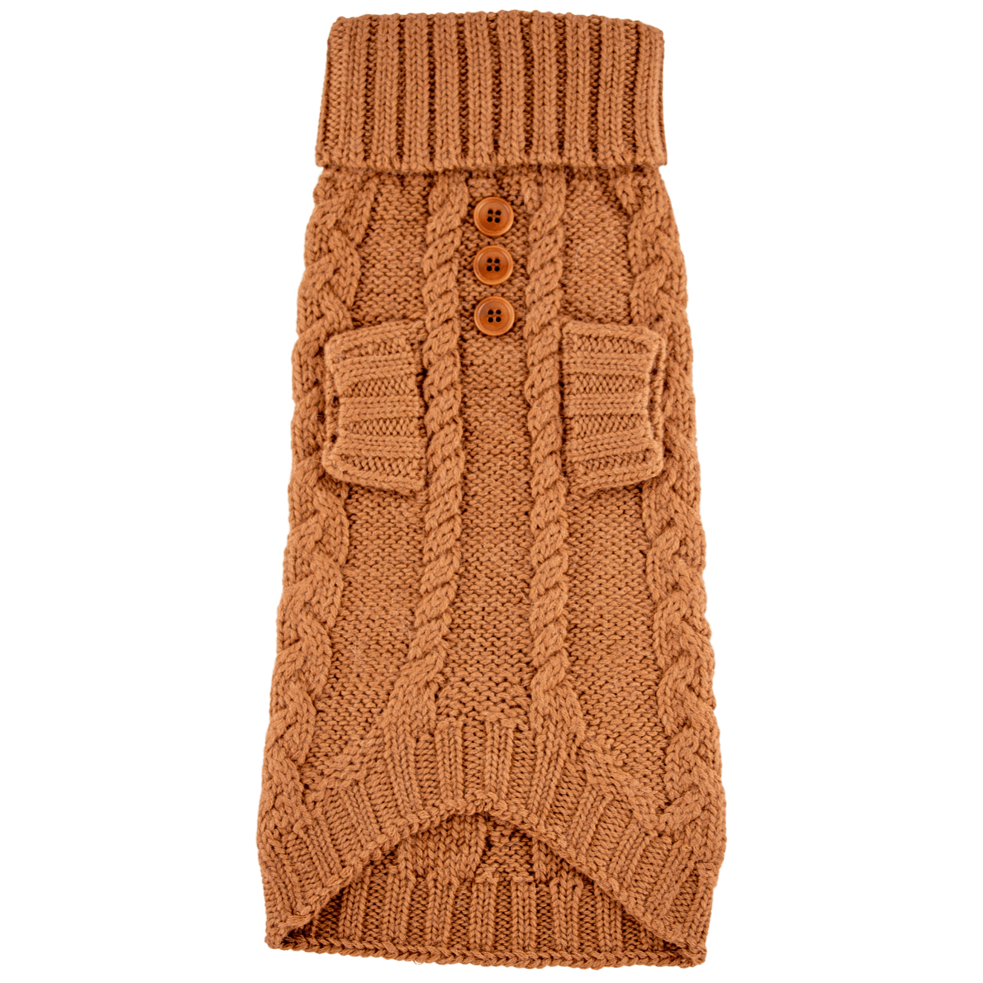 Quni Boutique Dog Sweater - 100% Baby Alpaca, Tan (with buttons)  - Quni Boutique