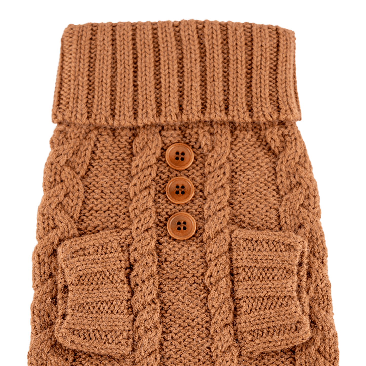 Quni Boutique Dog Sweater - 100% Baby Alpaca, Tan (with buttons) - Quni Boutique