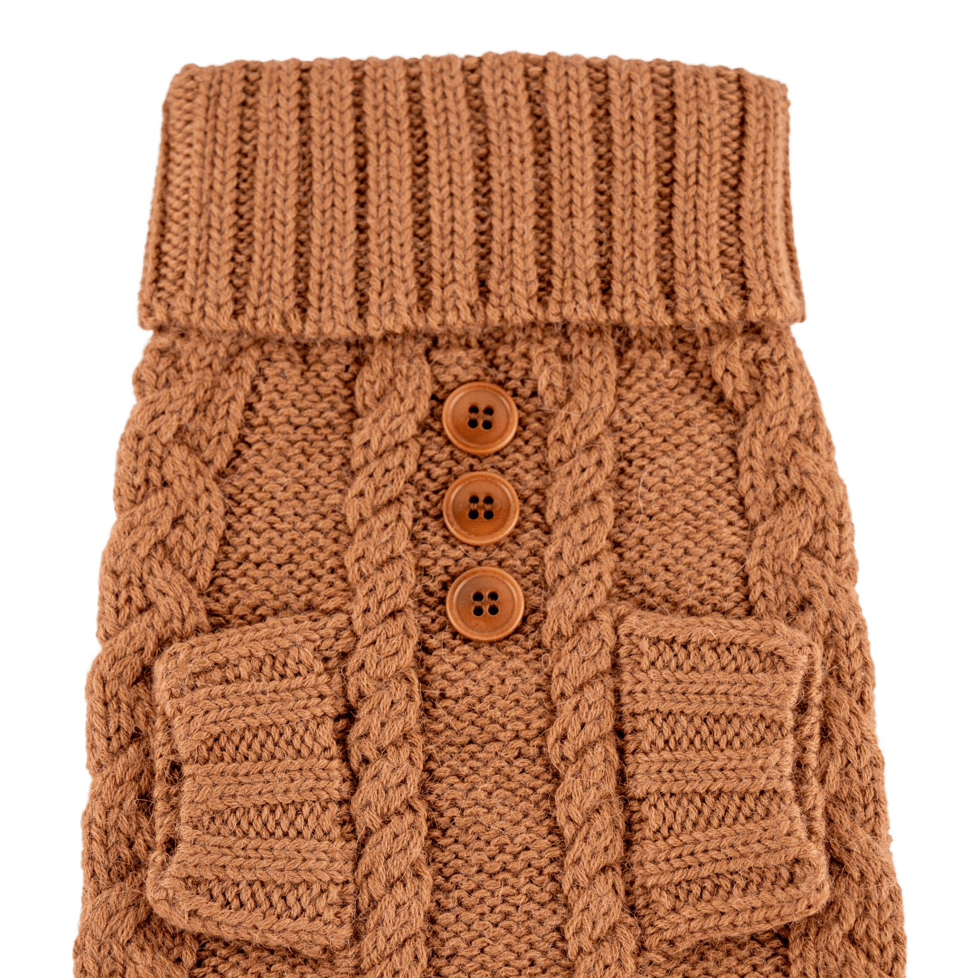 Quni Boutique Dog Sweater - 100% Baby Alpaca, Tan (with buttons) - Quni Boutique