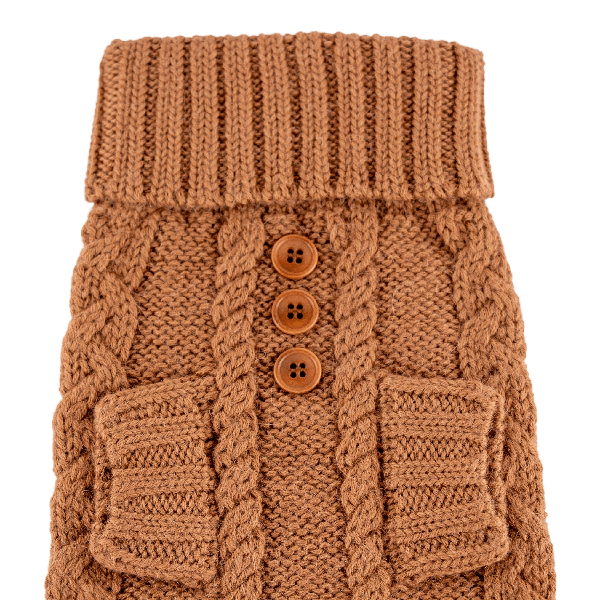 Quni Boutique Dog Sweater - 100% Baby Alpaca, Tan (with buttons) - Quni Boutique
