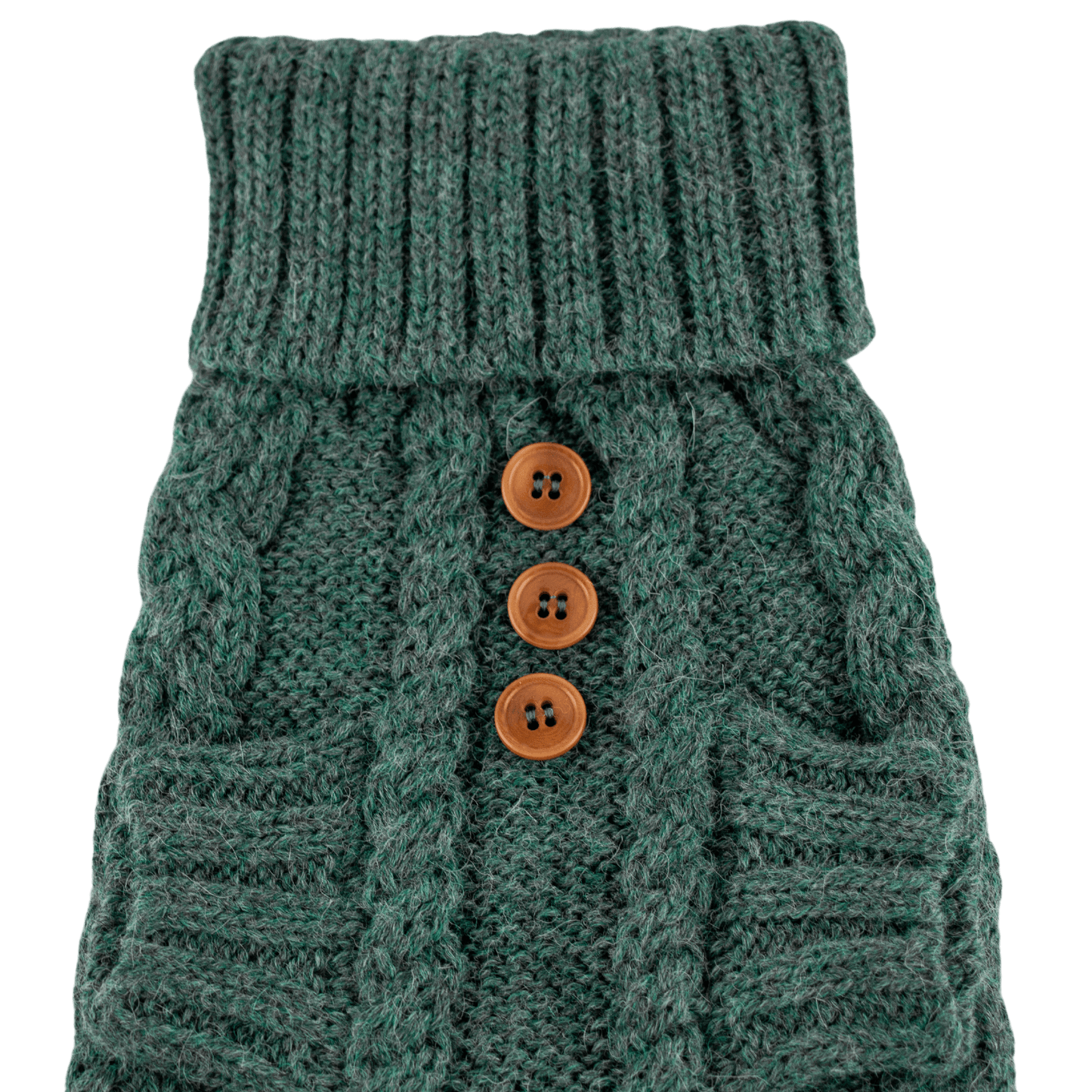 Quni Boutique Dog Sweater - 100% Baby Alpaca, Green (with buttons) - Quni Boutique