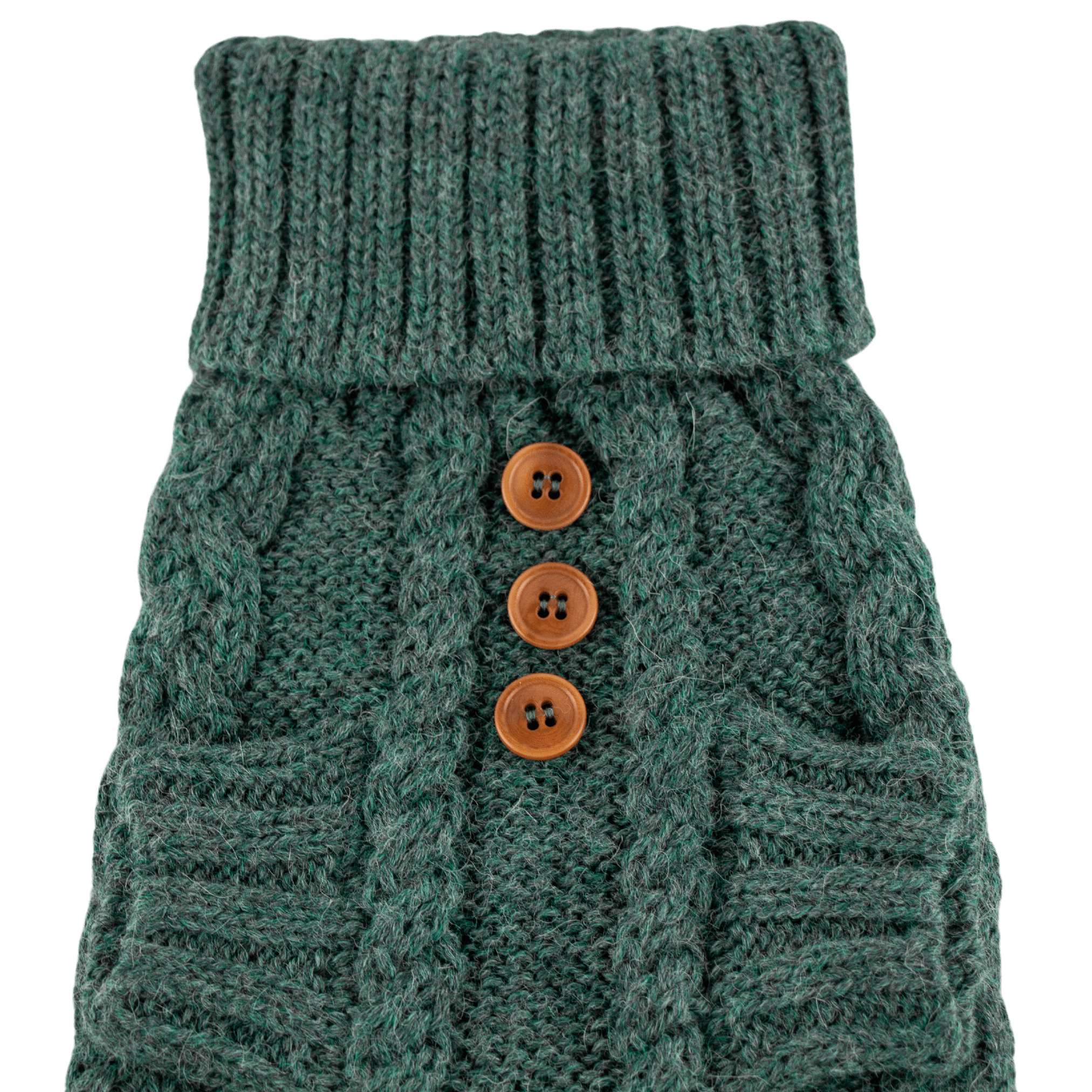 Quni Boutique Dog Sweater - 100% Baby Alpaca, Green (with buttons) - Quni Boutique