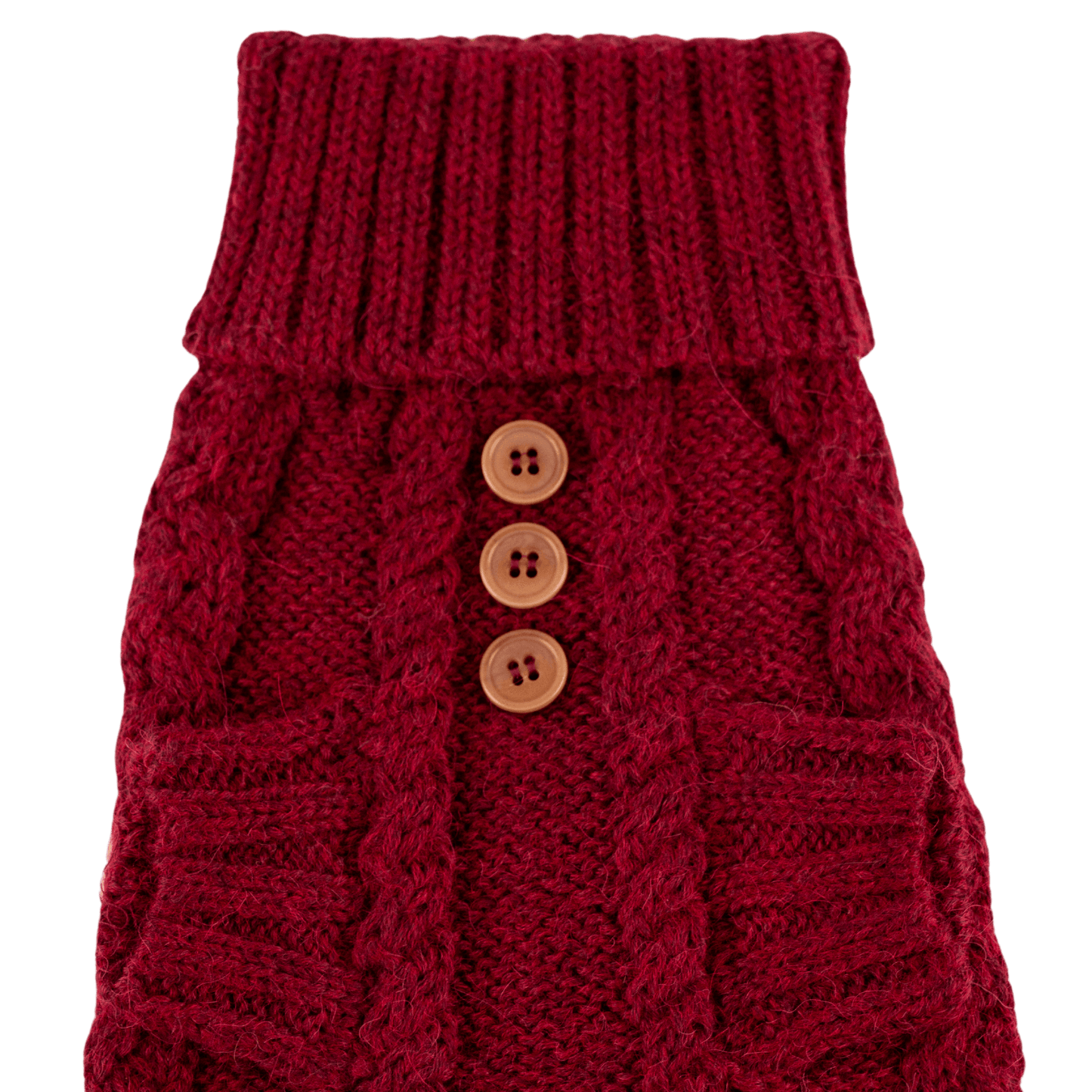 Quni Boutique Dog Sweater - 100% Baby Alpaca, Burgundy (with buttons) - Quni Boutique