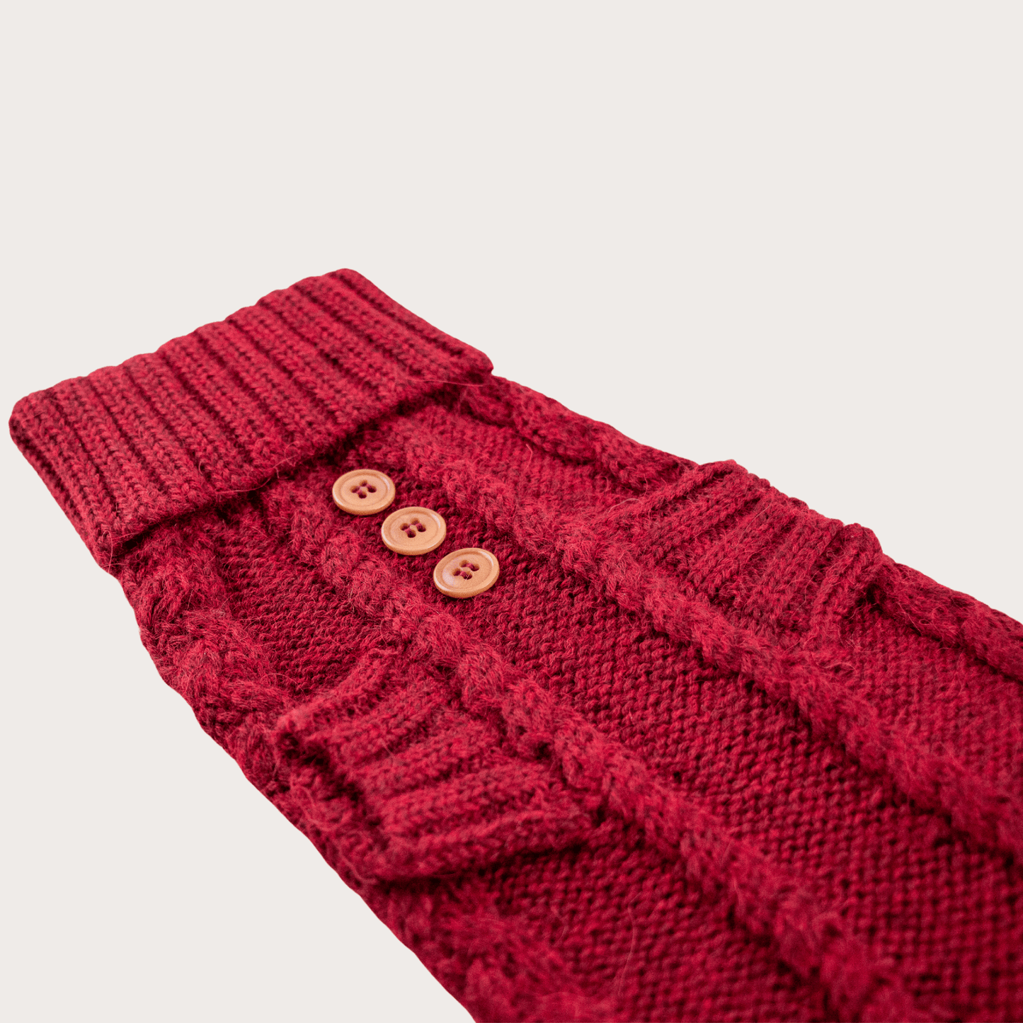 Quni Boutique Dog Sweater - 100% Baby Alpaca, Burgundy (with buttons) - Quni Boutique