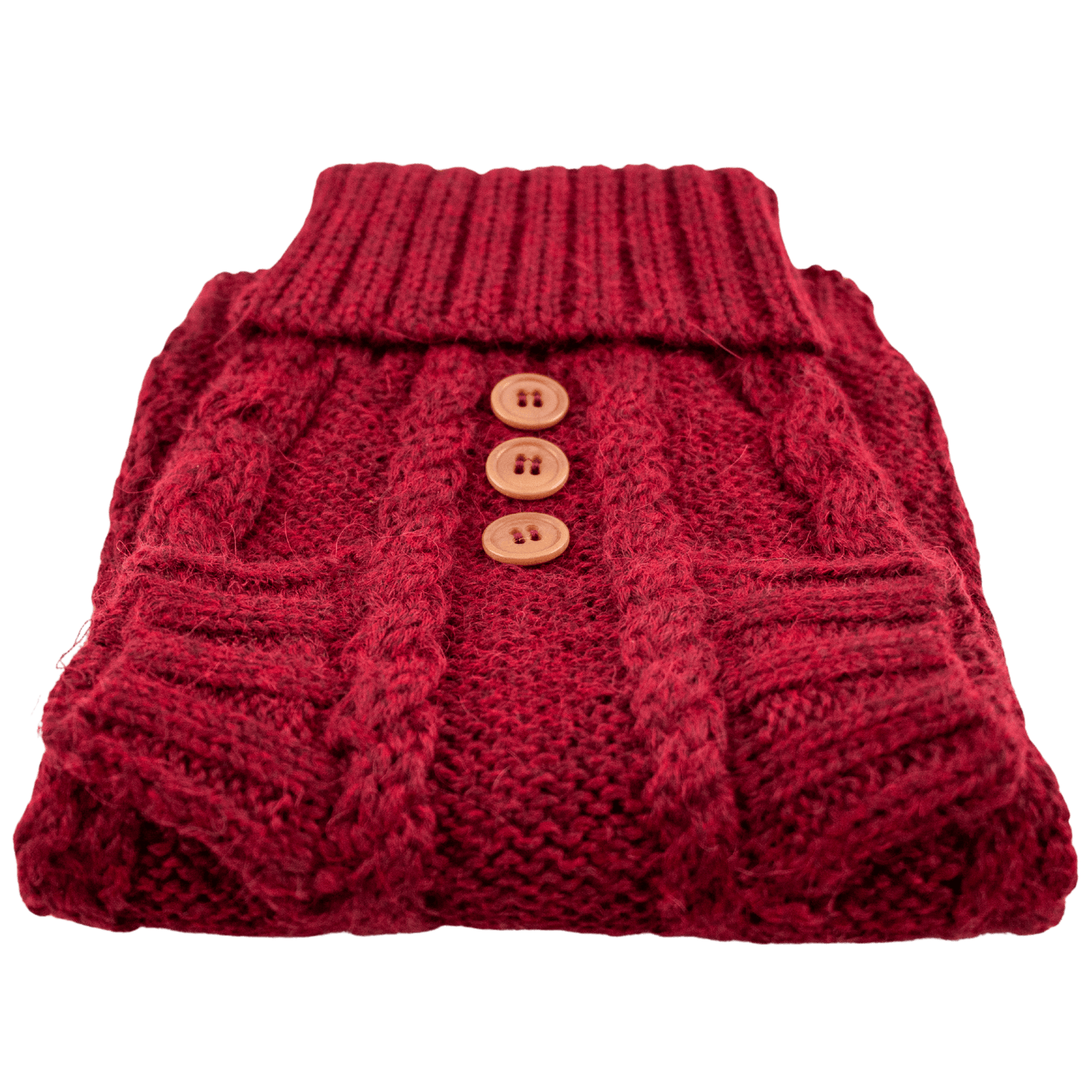 Quni Boutique Dog Sweater - 100% Baby Alpaca, Burgundy (with buttons) - Quni Boutique